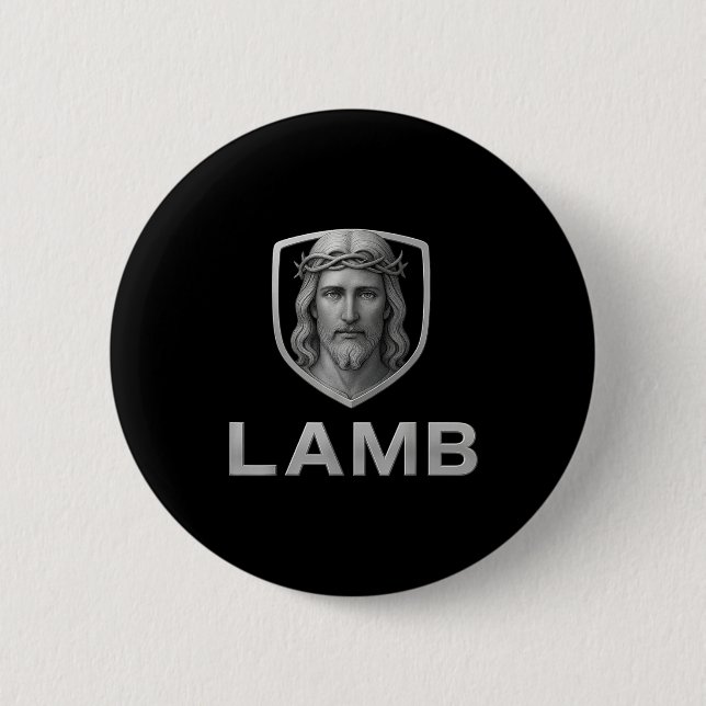 Jesus As The Lamb Iconic Christian Image  Button (Front)