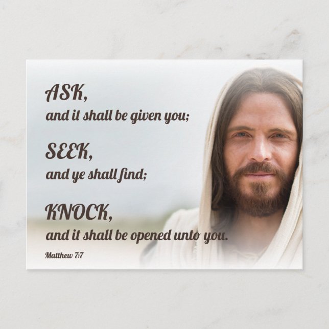 Jesus - Ask, Seek, Knock Postcard (Front)