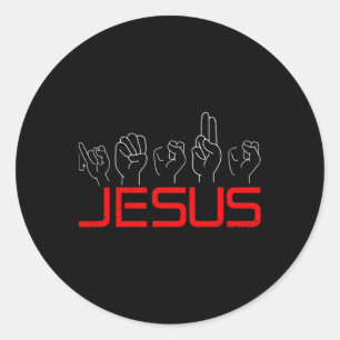 Jesus Asl American Sign Language Christian Deaf Aw Classic Round Sticker