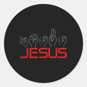 Jesus ASL American Sign Language Christian Deaf Aw Classic Round Sticker