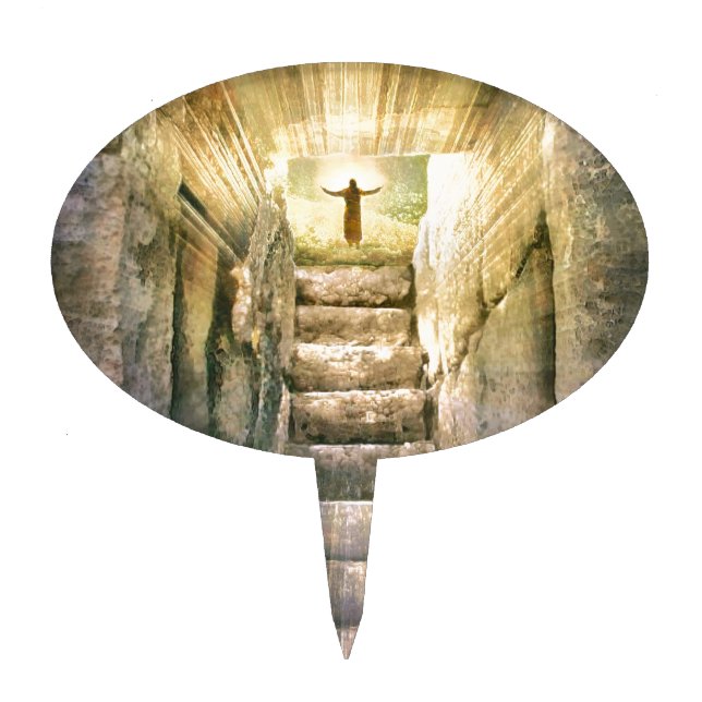 Jesus at Empty Tomb Easter Resurrection Cake Topper (Front)