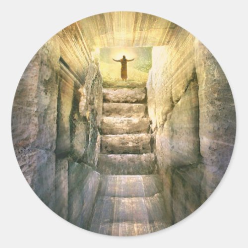 Jesus at Empty Tomb Easter Resurrection Classic Round Sticker