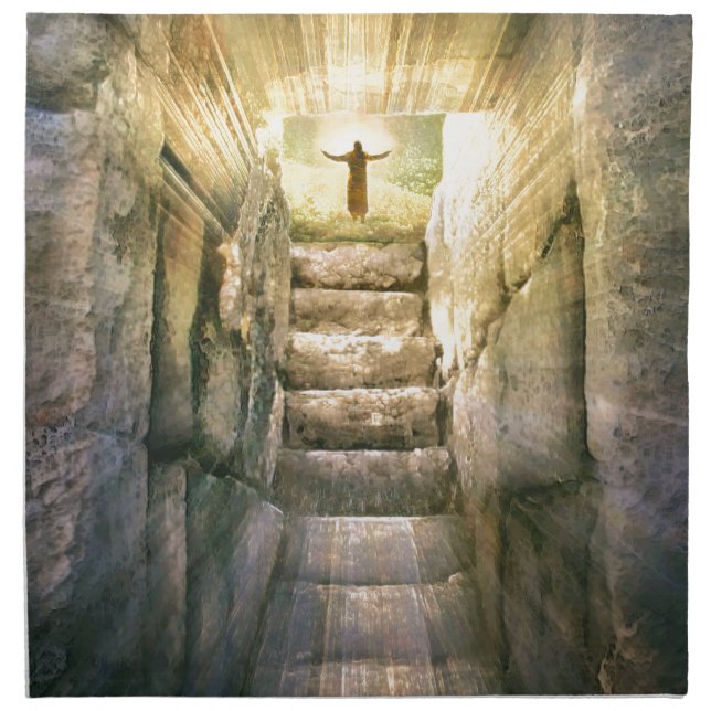 Jesus at Empty Tomb Easter Resurrection Cloth Napkin (Front)