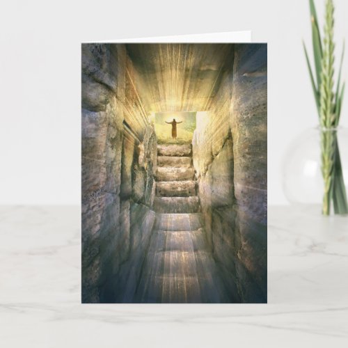 Jesus at Empty Tomb Easter Resurrection Holiday Card