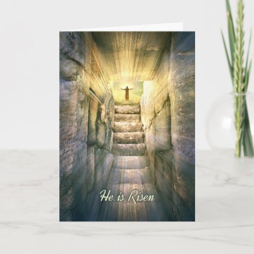 Jesus at Empty Tomb Easter Resurrection Holiday Card