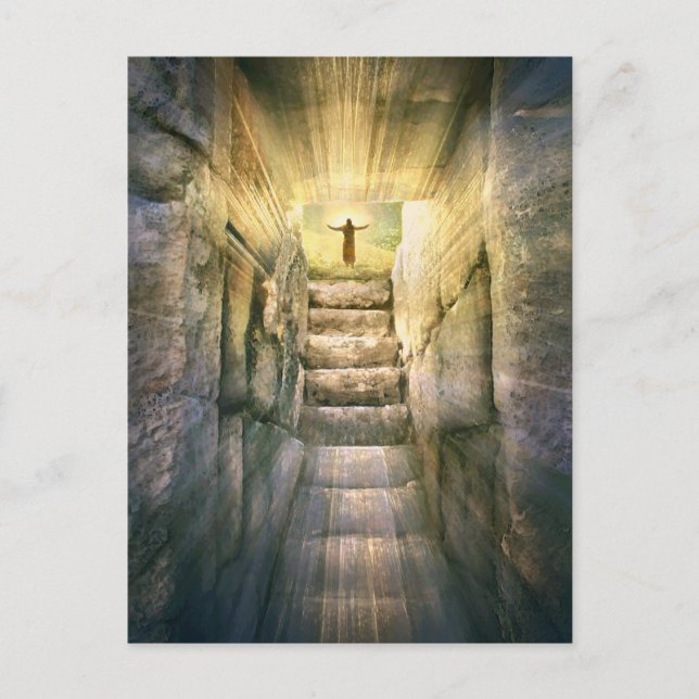 Jesus at Empty Tomb Easter Resurrection Holiday Postcard (Front)
