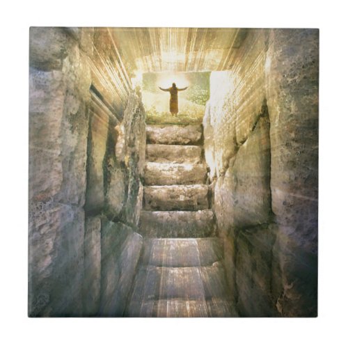 Jesus at Empty Tomb Easter Resurrection Tile