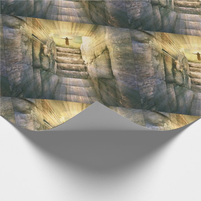 Jesus at Empty Tomb Easter Resurrection Wrapping Paper (Corner)