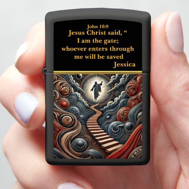 Jesus at Heaven’s Gate - John 10:9 Artwork Zippo Lighter (In Hand)