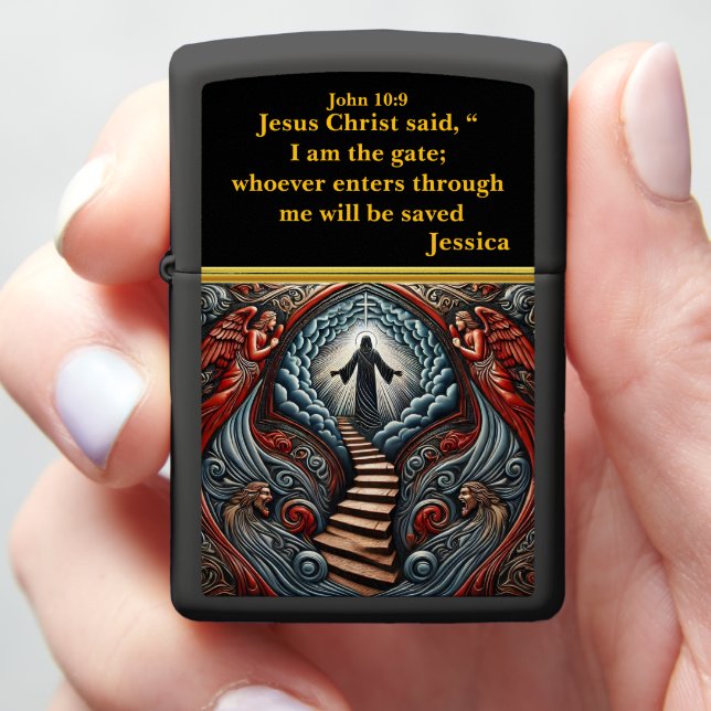 Jesus at Heaven’s Radiant Door Zippo Lighter (In Hand)