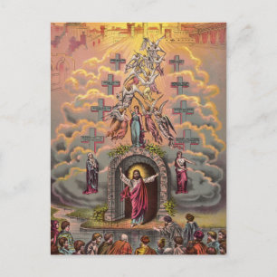 Jesus at Heaven's Gate, Vintage Christian Postcard