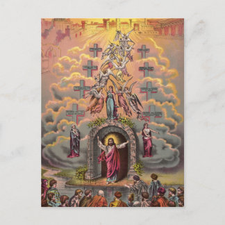 Jesus at Heaven's Gate, Vintage Christian Postcard