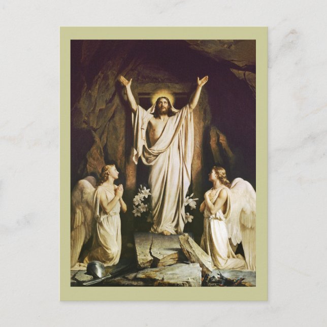 Jesus at Opening of Tomb Postcard (Front)