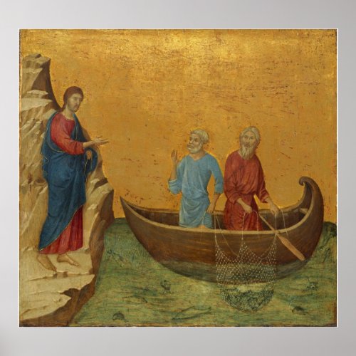 Jesus at Sea of Galilee Vintage Art Print Poster