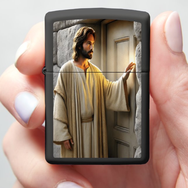  Jesus at Sunrise Antique Door Zippo Lighter (In Hand)