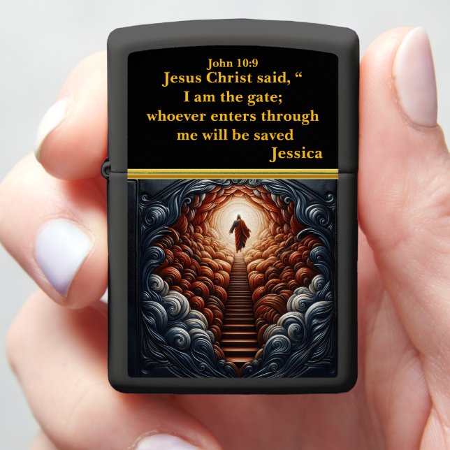 Jesus at the Door of Heaven Zippo Lighter (In Hand)