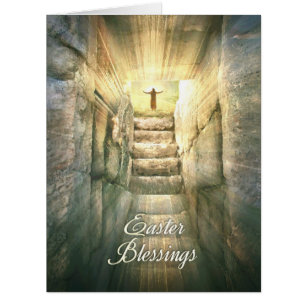 Jesus at the Empty Tomb in Light Rays for Easter