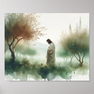 Jesus at the garden of gethsemane poster