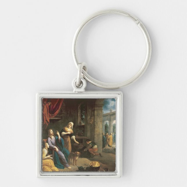Jesus at the Home of Martha and Mary Keychain (Front)