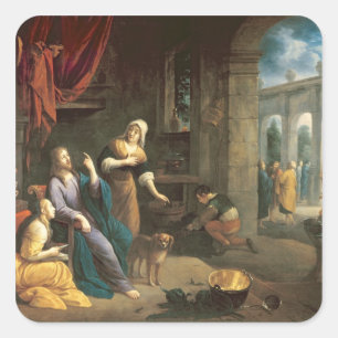 Jesus at the Home of Martha and Mary Square Sticker