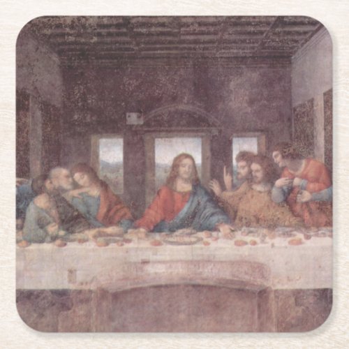 Jesus at The Last Supper Leonardo da Vinci Square Paper Coaster