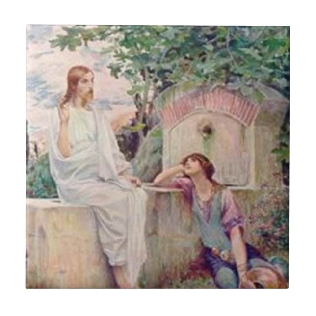 Jesus at the Well Ceramic Tile (Front)