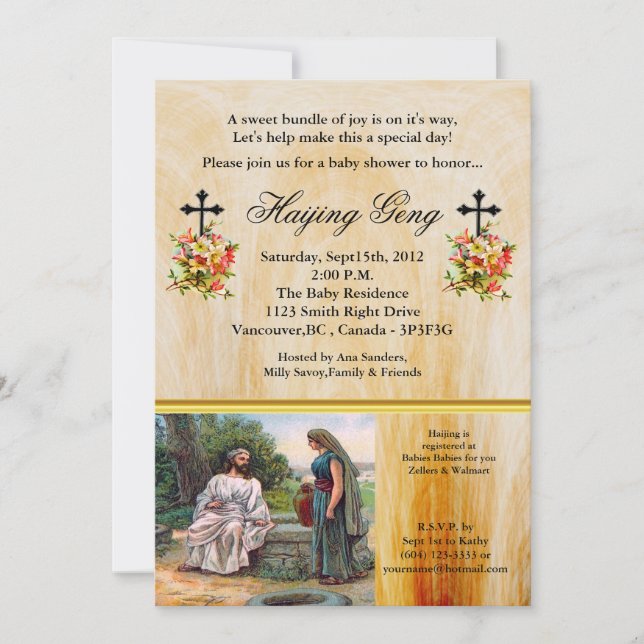Jesus at the well Christian Baby Shower Invitation (Front)