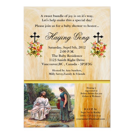 Jesus At The Well Christian Baby Shower Invitation Zazzle Com Jesus At The Well Christian Baby Shower Invitation Zazzle Com