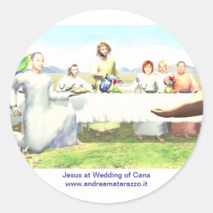Jesus at Wedding of Cana Classic Round Sticker