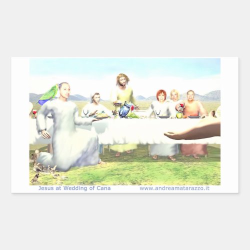 Jesus at Wedding of Cana    Rectangular Sticker