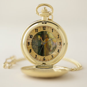 Jesus At Your Door Vintage gold Pocket Watch