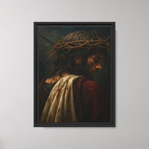 Jesus Back View Crown of Thorns Art Canvas Print