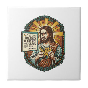 Jesus Bad Influencer Product Review Fail Social Me Ceramic Tile