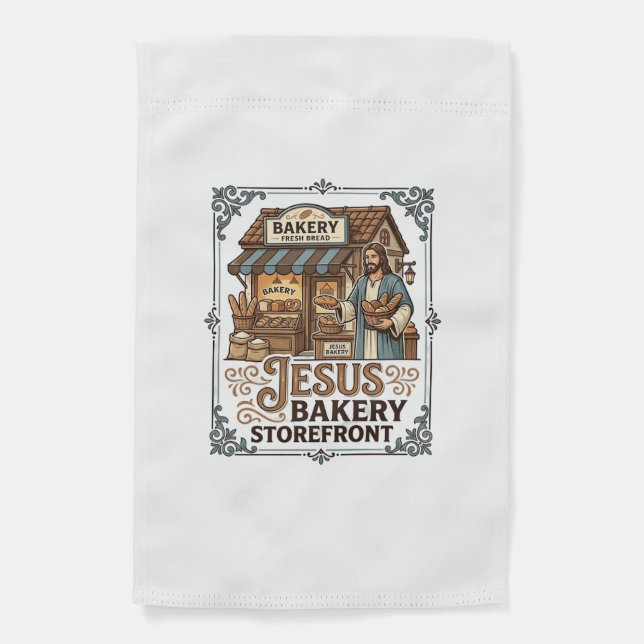 Jesus Bakery Storefront Jesus Bakery Storefront Ch Garden Flag (Front)