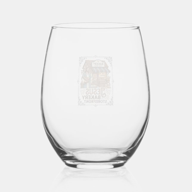 Jesus Bakery Storefront Jesus Bakery Storefront Ch Stemless Wine Glass (Front)