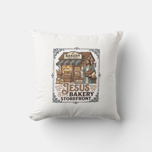 Jesus Bakery Storefront Jesus Bakery Storefront Ch Throw Pillow