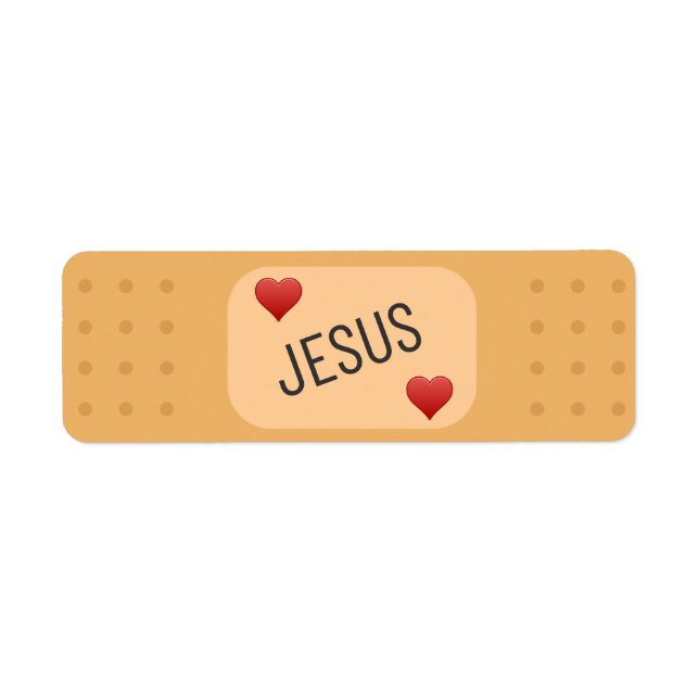 Jesus bandaid, Jesus cures wounds Label (Front)