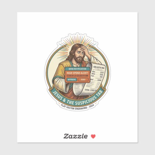 Jesus Bank Card Blocked Suspicious Bar Tab Fraud H Sticker