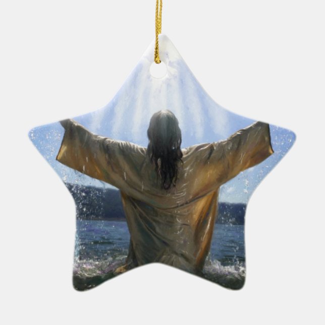 Jesus Baptism Ceramic Ornament (Front)