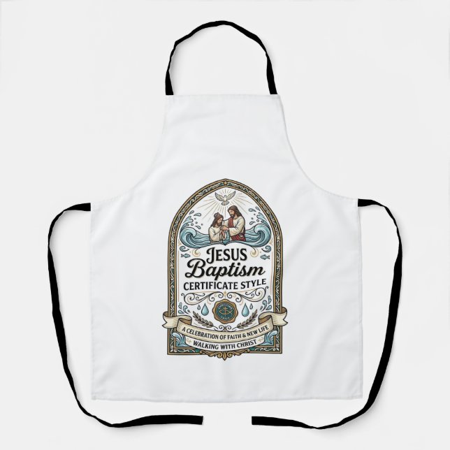Jesus Baptism Certificate Style Jesus Baptism Cert Apron (Front)