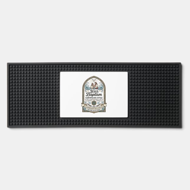 Jesus Baptism Certificate Style Jesus Baptism Cert Bar Mat (Front)