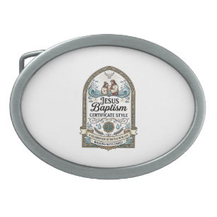 Jesus Baptism Certificate Style Jesus Baptism Cert Belt Buckle