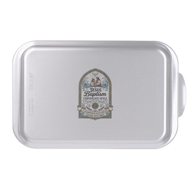 Jesus Baptism Certificate Style Jesus Baptism Cert Cake Pan (Front)