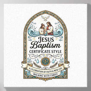 Jesus Baptism Certificate Style Jesus Baptism Cert Canvas Photo Tile