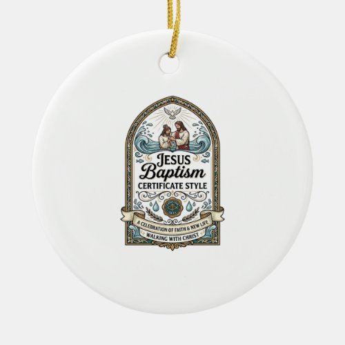 Jesus Baptism Certificate Style Jesus Baptism Cert Ceramic Ornament