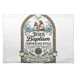 Jesus Baptism Certificate Style Jesus Baptism Cert Cloth Placemat