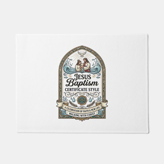 Jesus Baptism Certificate Style Jesus Baptism Cert Doormat (Front)