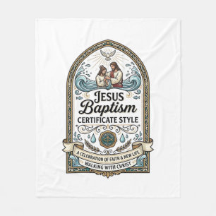Jesus Baptism Certificate Style Jesus Baptism Cert Fleece Blanket