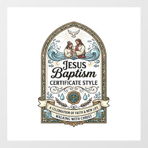 Jesus Baptism Certificate Style Jesus Baptism Cert Floor Decals