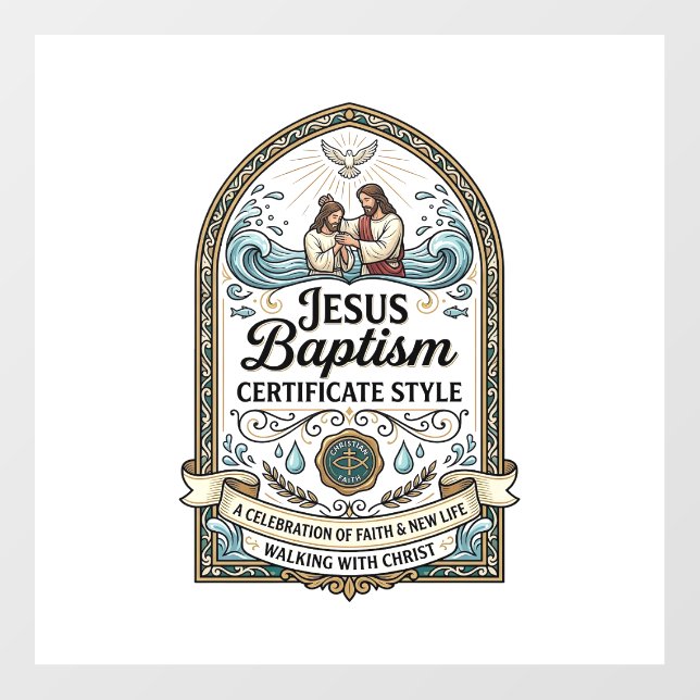 Jesus Baptism Certificate Style Jesus Baptism Cert Floor Decals (Front)